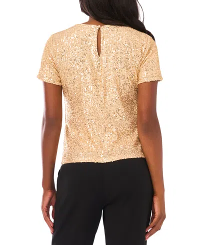Vince Camuto Women's Short Sleeve Side Knot Top In Gold
