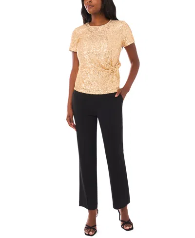 Vince Camuto Women's Short Sleeve Side Knot Top In Gold