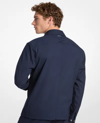 Michael Kors Tech Stretch Zip Shirt In Blue