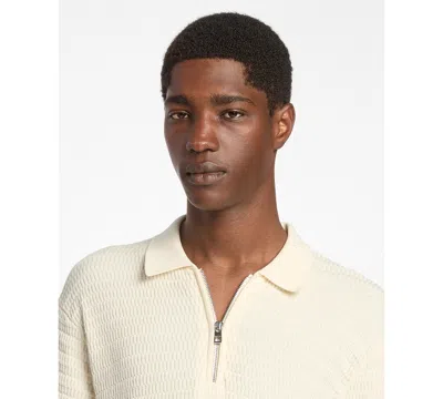 Michael Kors Textured Zip Polo In Neutral