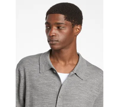 Michael Kors Merino Wool Cardigan In Gray