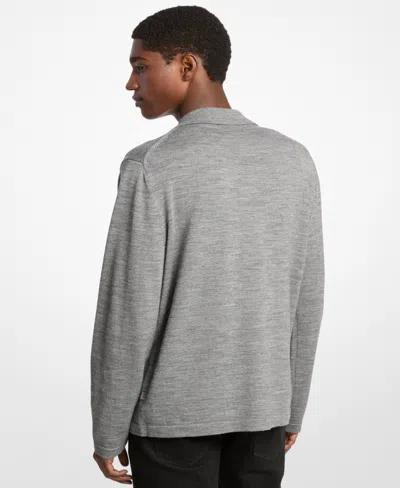 Michael Kors Merino Wool Cardigan In Gray