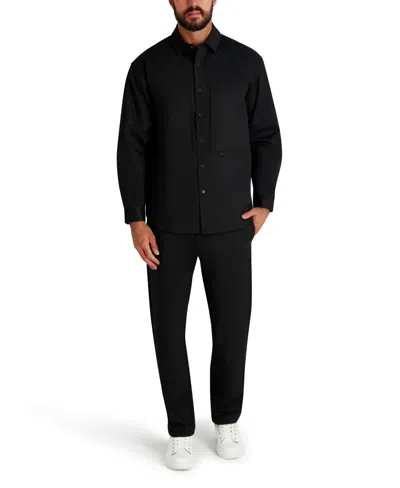 Karl Lagerfeld Men's Houndstooth Pattern Utility Jacket In Black