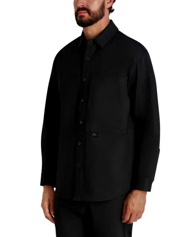 Karl Lagerfeld Men's Houndstooth Pattern Utility Jacket In Black