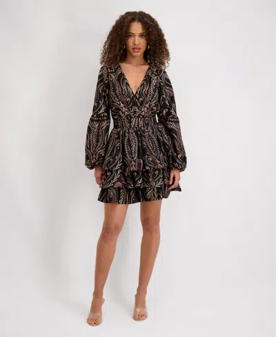 Siena Women's V-neck Embroidered Woven Dress In Multi