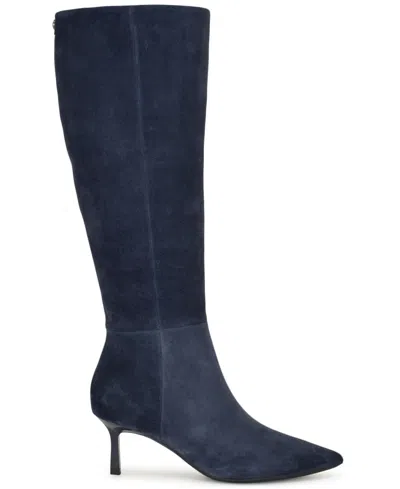 Nine West Kimdee 9x9 Pointed Toe Knee High Boot In Blue