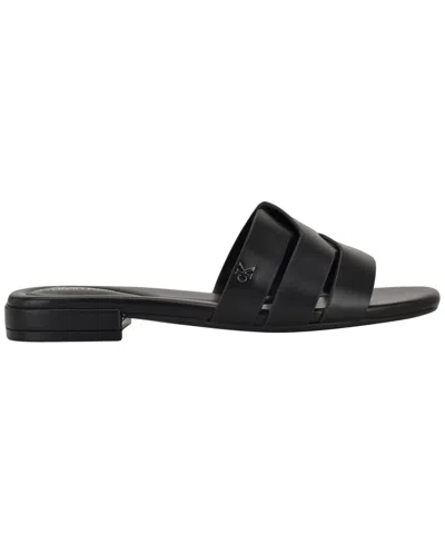 Calvin Klein Women's Tisha Slip-on Flat Sandals In Black