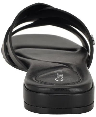 Calvin Klein Women's Tisha Slip-on Flat Sandals In Black