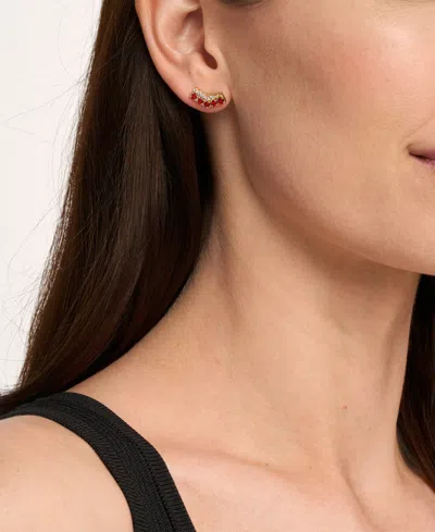 Michael Kors Two-tone Pavé Chevron Stud Earrings In Gold