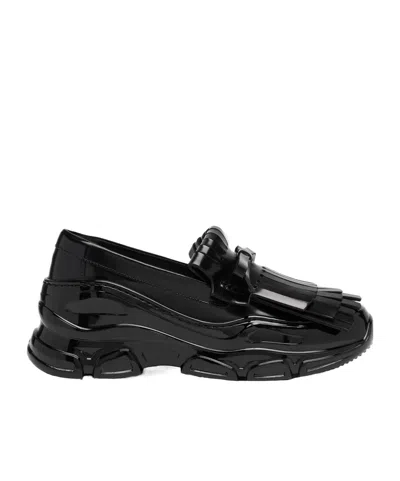 Simone Rocha Tracker Loafer Fringed Leather Sneakers In Black