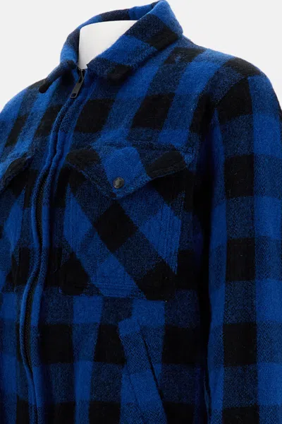 Junya Watanabe Checked Flap Pocket Long Sleeve Jacket In Blue
