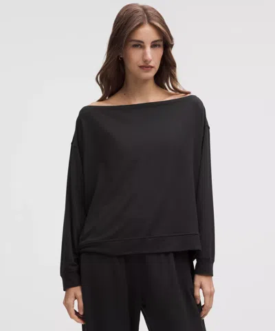Lululemon Becalm Oversized Boatneck Long-sleeve Shirt In Black