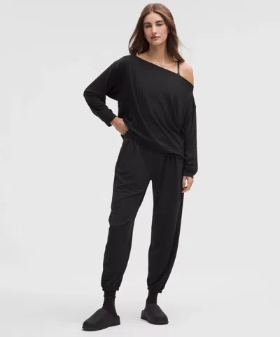Lululemon Becalm Oversized Boatneck Long-sleeve Shirt In Black