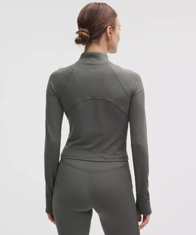 Lululemon It's Rulu Cropped Half Zip In Gray