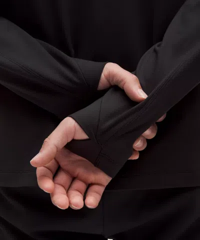 Lululemon Rulu Fleece Crewneck Long-sleeve Shirt In Black