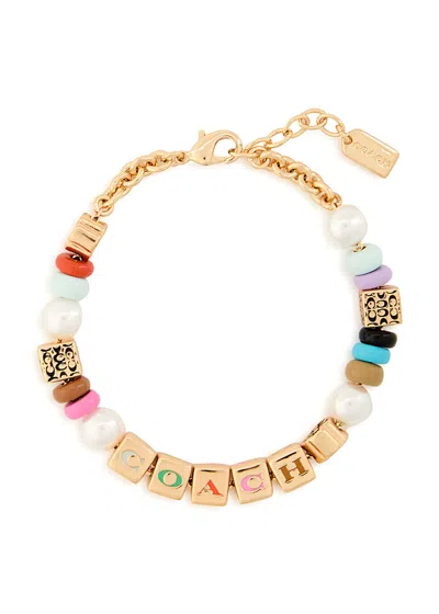 Coach Letter-charm Bracelet In Multi