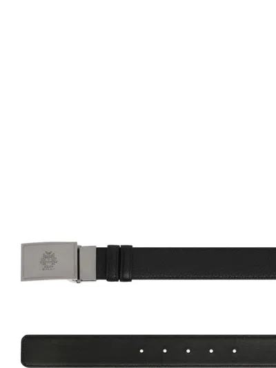 Bally Crest-plaque Reversible Belt In Black