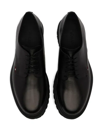 Bally Onyce Leather Derby Shoes In Black