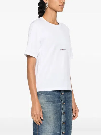 Saint Laurent Cotton T-shirt With Frontal Iconic Print In White