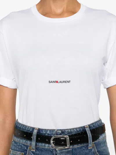 Saint Laurent Cotton T-shirt With Frontal Iconic Print In White