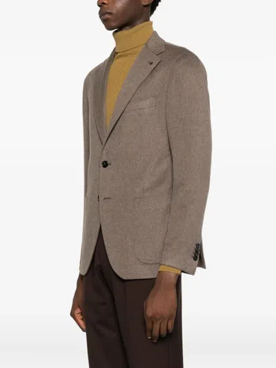 Tagliatore Single-breasted Jacket In Brown