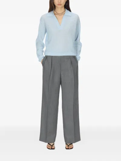 Auralee V-neck Knitted Top In Blue