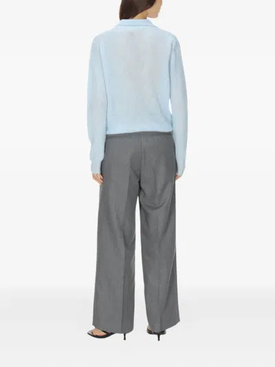 Auralee V-neck Knitted Top In Blue