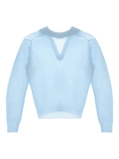 Auralee V-neck Knitted Top In Blue