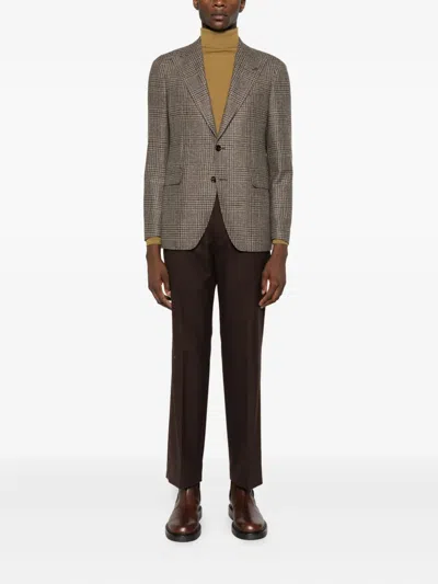 Tagliatore Plaid-pattern Blazer In Brown