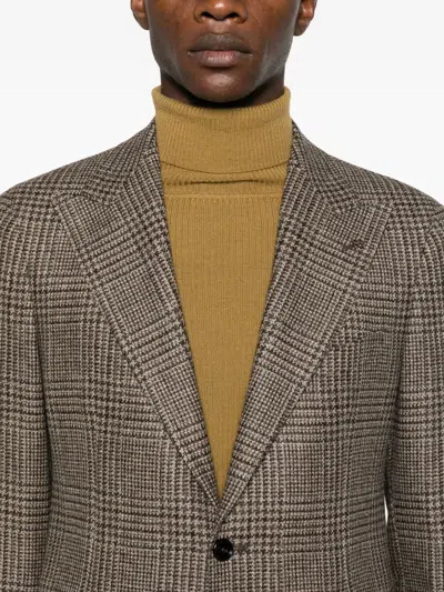 Tagliatore Plaid-pattern Blazer In Brown
