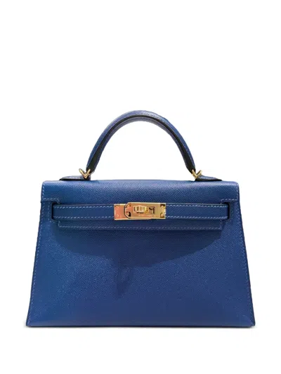 Pre-owned Hermes 2025 Mini Kelly Sellier 20 Tote Bag In Blue
