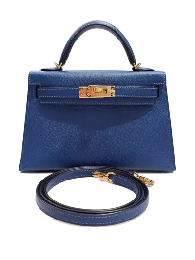 Pre-owned Hermes 2025 Mini Kelly Sellier 20 Tote Bag In Blue