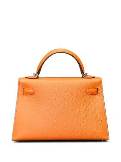 Pre-owned Hermes 2024 Mini Kelly Sellier 20 Epsom Tote Bag In Orange