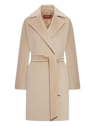 Max Mara Scire Beaver Wool Robe Coat In Nude | ModeSens