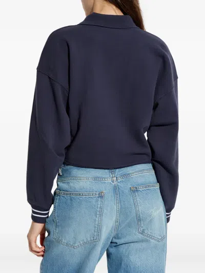 Off-white Embroidered Script Logo Crop Polo Sweater In Multi