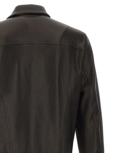 Tagliatore Leather Shirt Jacket In Black