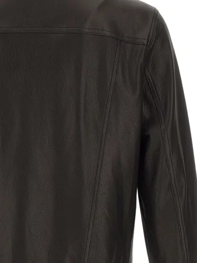 Tagliatore Leather Shirt Jacket In Black