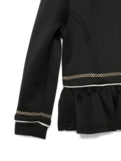 Monnalisa Ruffled Zip-up Jacket In Black