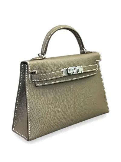 Pre-owned Hermes 2024 Mini Kelly Sellier 20 Epsom Tote Bag In Brown