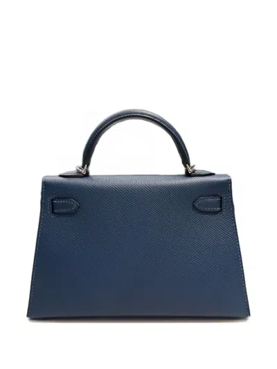 Pre-owned Hermes 2025 Mini Kelly Sellier 20 Epsom Bag In Blue