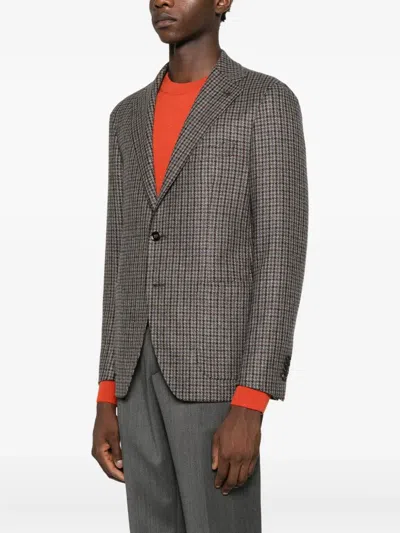 Tagliatore Patterned Single-breasted Jacket In Black