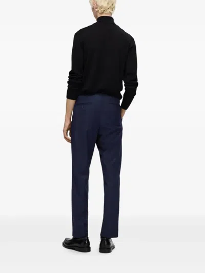 Selected Drawstring Straight-leg Trousers In Blue