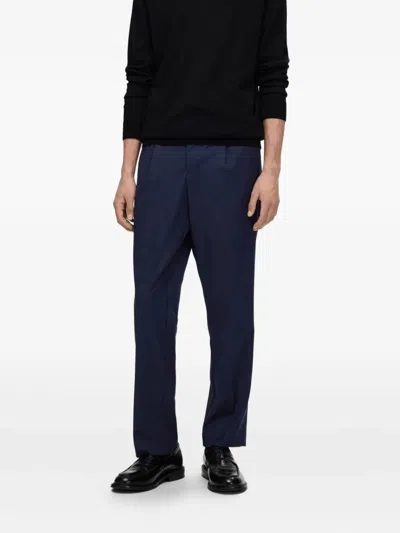 Selected Drawstring Straight-leg Trousers In Blue