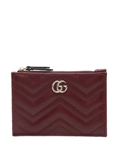 Gucci Gg Marmont Card Holder In Brown