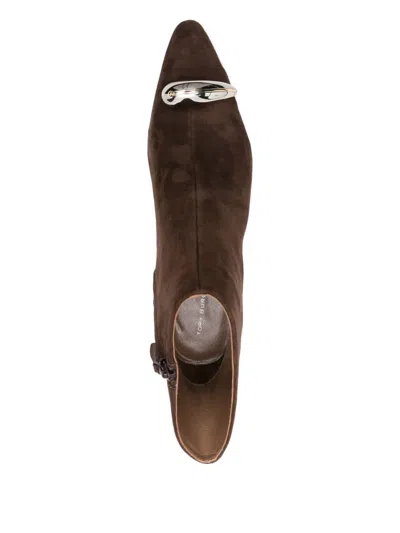 Tory Burch Pierced Xl 65 Suede Ankle Boots Brown In Brown