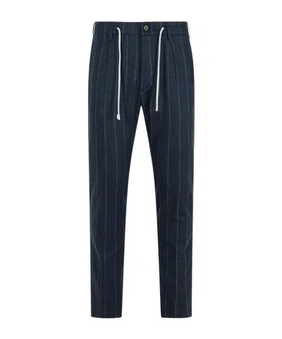 Eleventy Navy Wool And Cashmere Trousers Men In Black