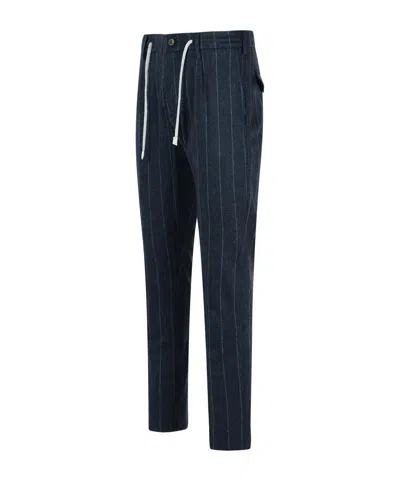 Eleventy Navy Wool And Cashmere Trousers Men In Black