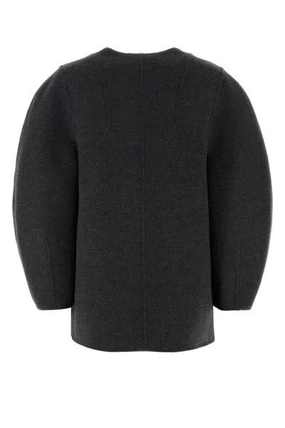 Fendi Women Wool Blouson With Mink Pockets And Inner Ff Logo In Gray