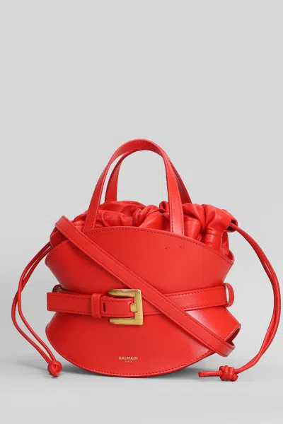 Balmain Shuffle Mini Shoulder Bag In Red Leather In Red
