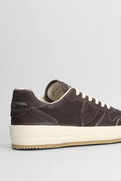 Philippe Model Nice Low Sneakers In Brown Leather In Brown